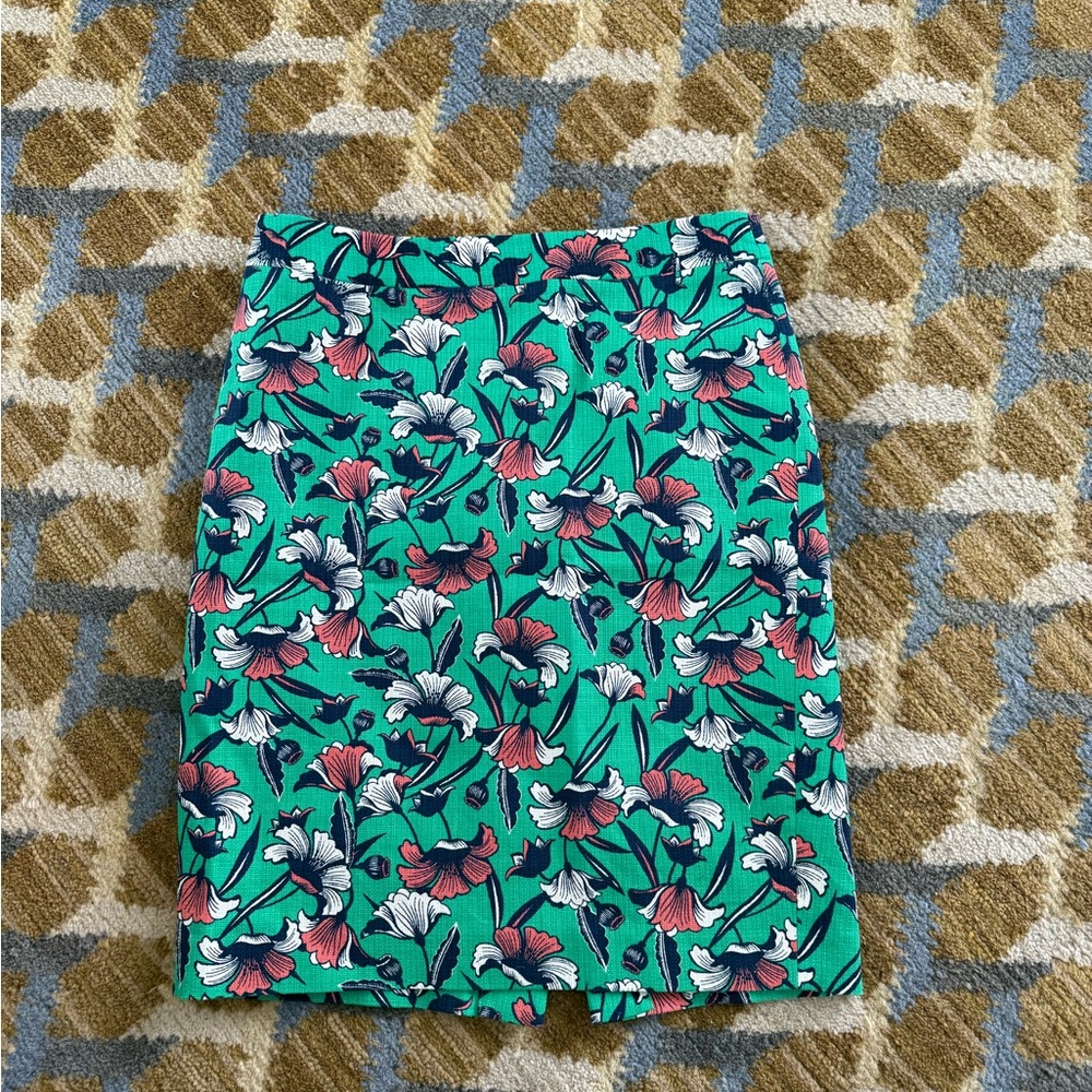 Floral Green Skirt J. Crew